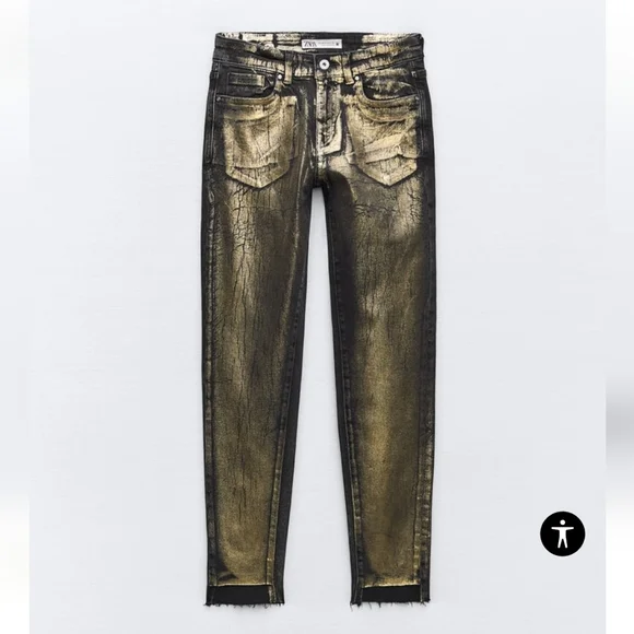 Zara FOIL METALLIC MID WAIST Z1975 SKINNY JEANS - Picture 7 of 9